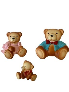 Vintage 1984 Miller Studio Chalkware Teddy Bear Wall Decor - Set of 3